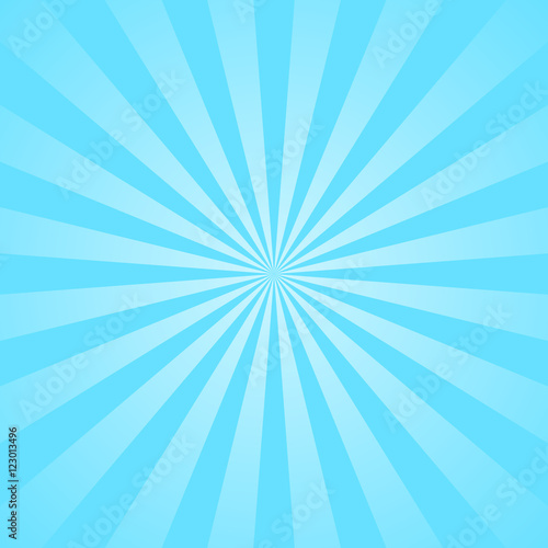 Blue rays poster. Popular ray star burst background television vintage. Dark-blue and light-blue abstract texture with sunburst, flare, beam. Retro art design. Glow bright pattern. Vector Illustration