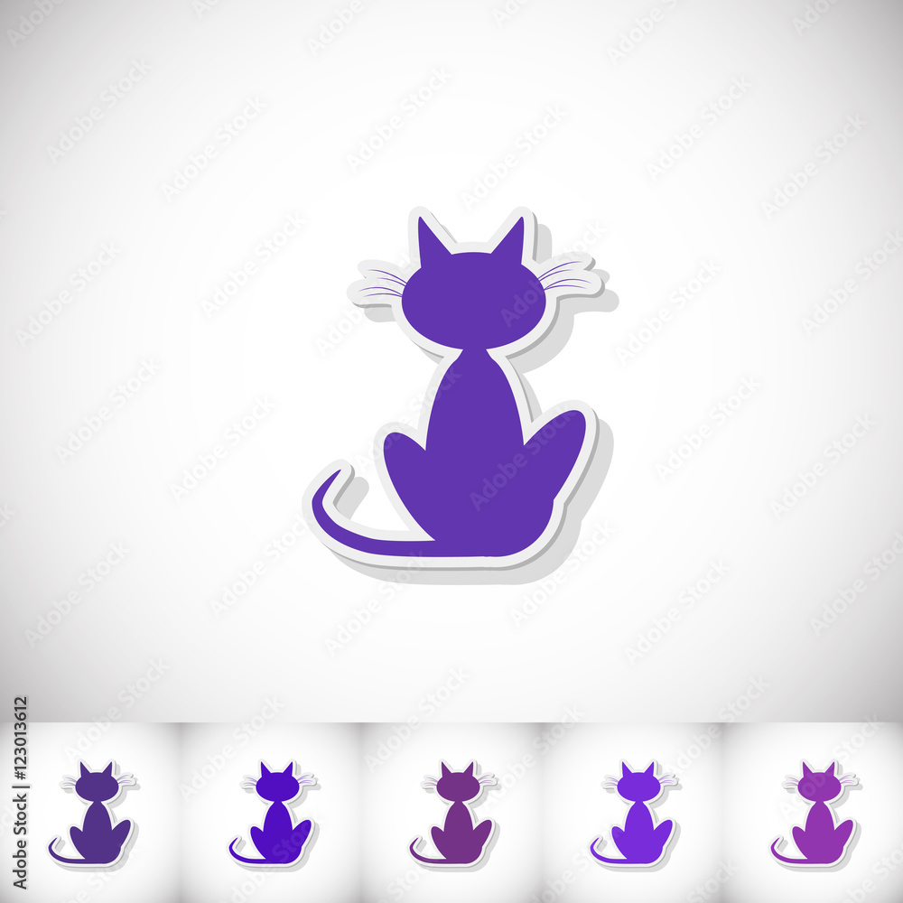 Fototapeta premium Cat. Flat sticker with shadow on white background