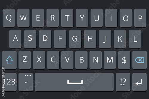 Smartphone keyboard, mobile phone keypad vector mockup