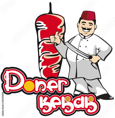 Cook and Turkish kebab design element