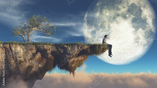 Fotografie, Obraz Man on the edge of a cliff