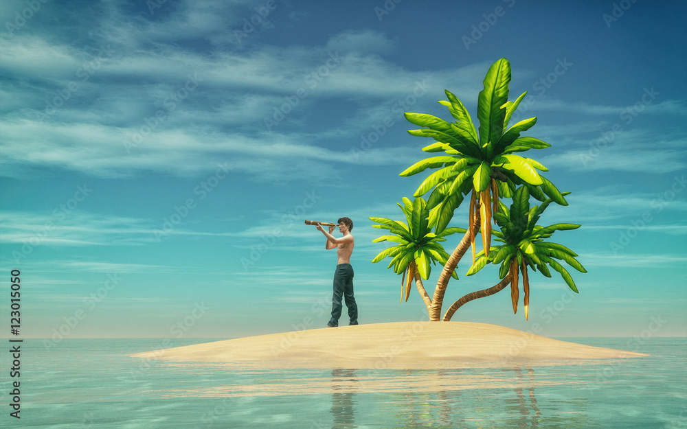 Fotografie Man on a tropical island