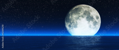 Fototapeta Naklejka Na Ścianę i Meble -  Rising moon over sea.