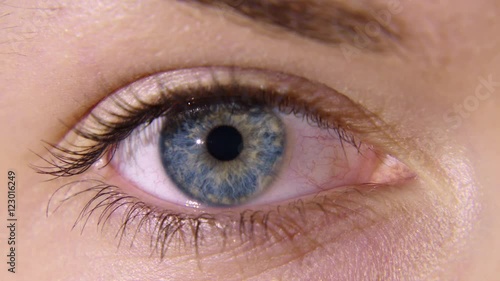 Blue eye with pupil constricting