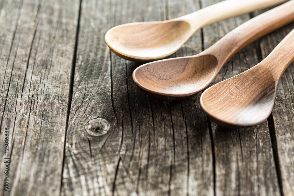 Wooden spoons and bowl. Wooden spoons and bowl.