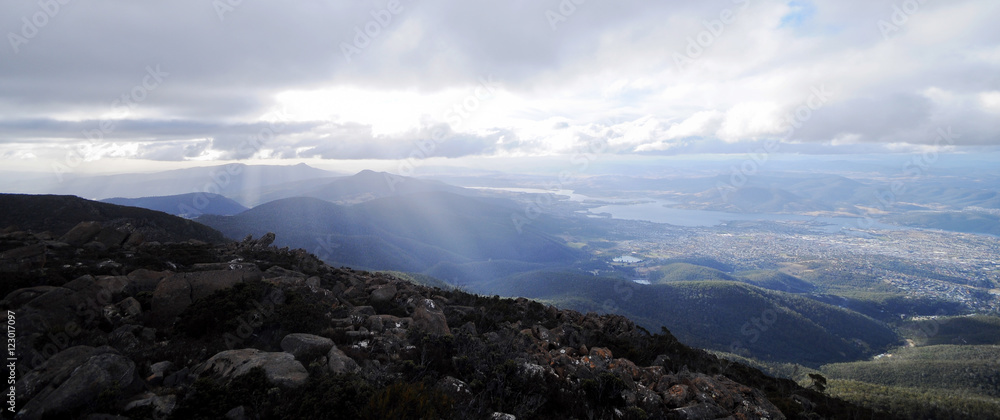 Panorama view of Mt.Wellington Peak in Hobart Tasmania Australia