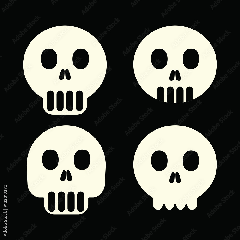 Skull icon set. Halloween design template for greeting card, ad, promotion, poster, flier, blog, article, social media, marketing.
