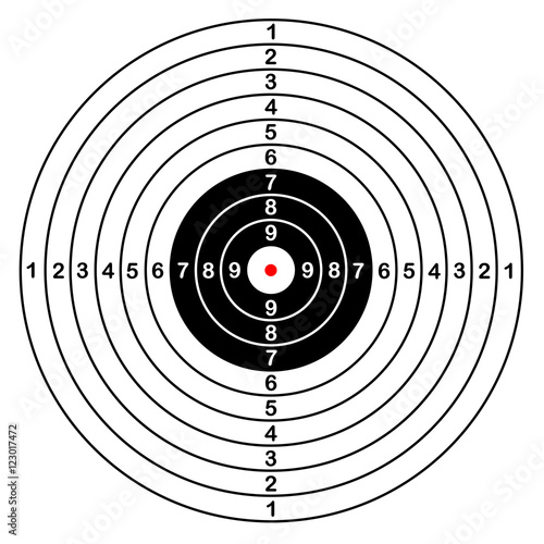 Blank template for sport target vector shooting competition. Clean target with numbers for set shooting range or pistol shooting. large isolated target