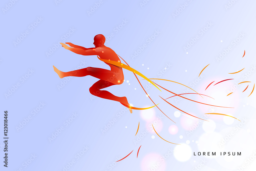 Fototapeta Jumping man with line art concept