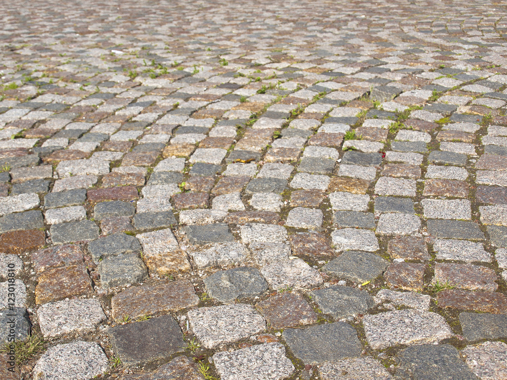 Fototapeta premium Cobbled pavement made of granite cubes