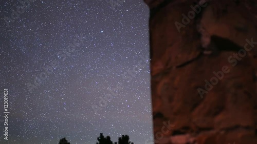 3axis Motion Astro Time Lapse of Starry Sky & Abandoned Scenic Ruin -Long Shot- photo