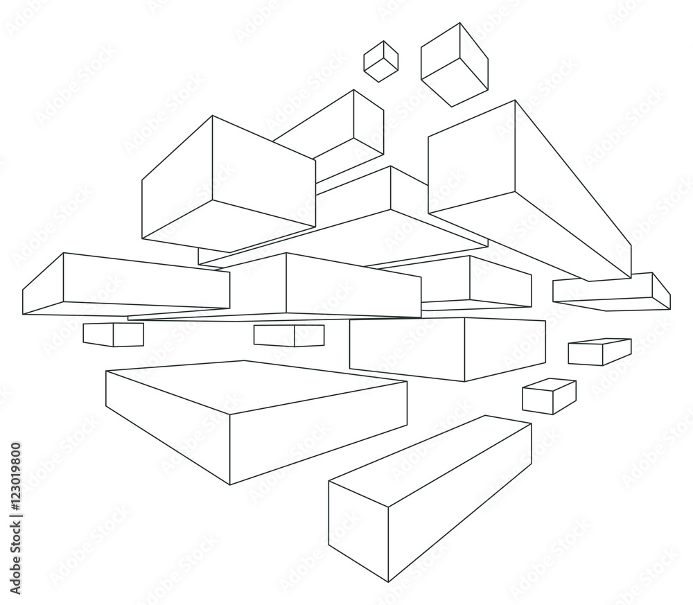 Rectangular shapes in two point perspective Rectangular shapes in two point perspective
