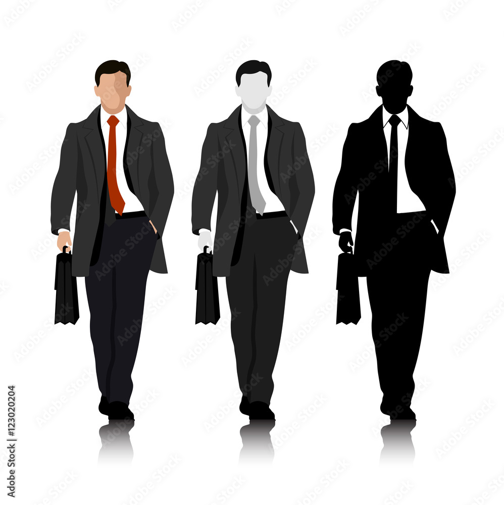 businessmen walking on white background businessmen walking on white background
