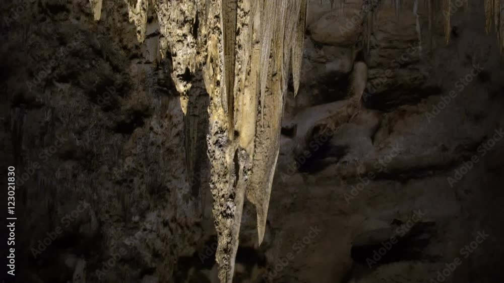 Tracking Shot of Stalactites in Carlsbad Caverns -Tilt Down- Tracking Shot of Stalactites in Carlsbad Caverns -Tilt Down-