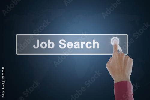Hand presses job search button