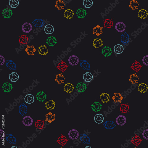 abstract geometric background, seven human chakras, vector seaml photo