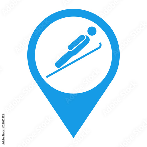 Icono plano localizacion salto de esqui azul Free Download Icono plano localizacion salto de esqui azul - GFXLoad