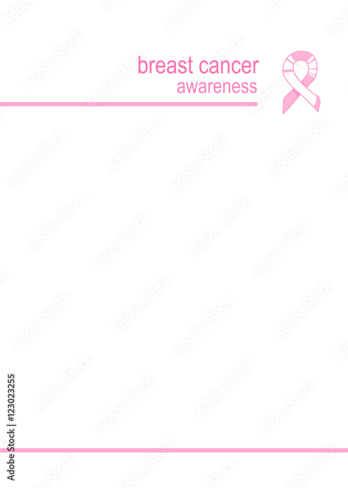 Pink ribbon Blank sheet. International symbol of breast cancer awareness. Vector horizontal card template on white and pink background. Design element for October, Breast Cancer Awareness Month Pink ribbon Blank sheet. International symbol of breast cancer awareness. Vector horizontal card template on white and pink background. Design element for October, Breast Cancer Awareness Month