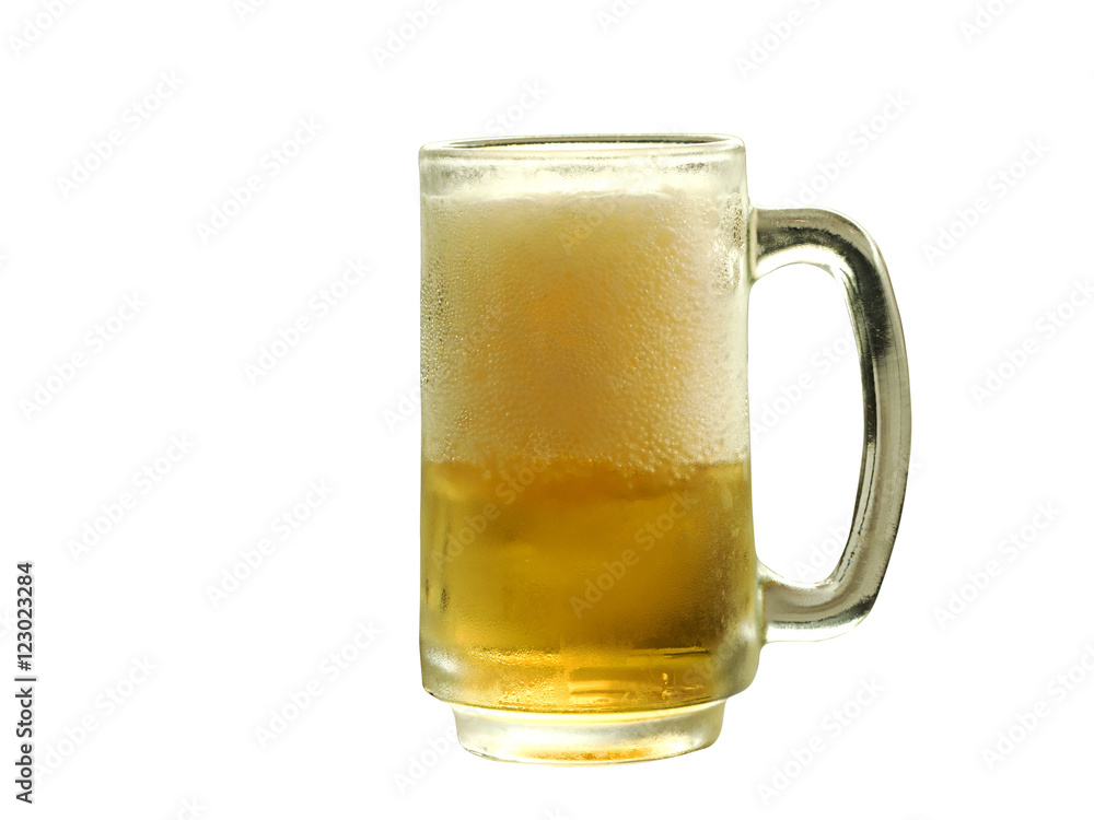 Glass of frosty beer isolated on white background. (Clipping Path included) Glass of frosty beer isolated on white background. (Clipping Path included)