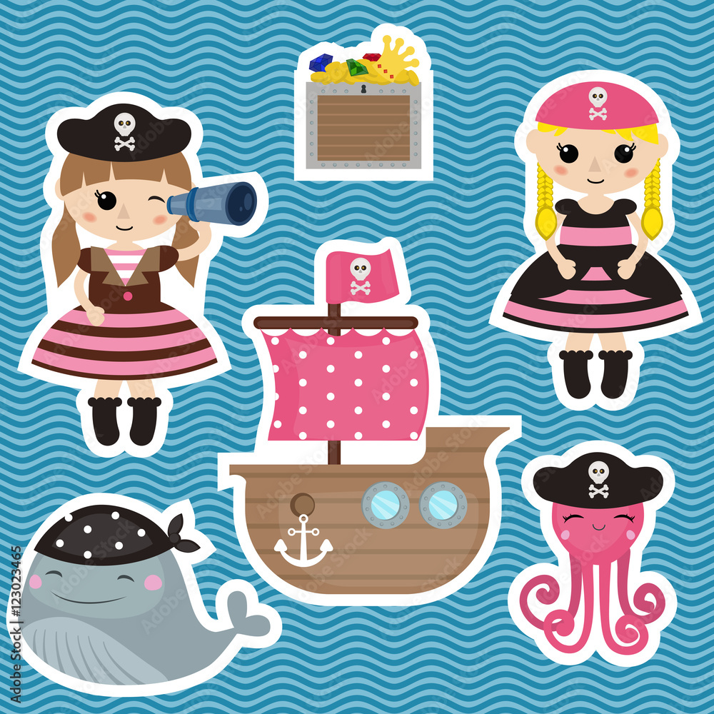Fototapeta premium cute pirate objects