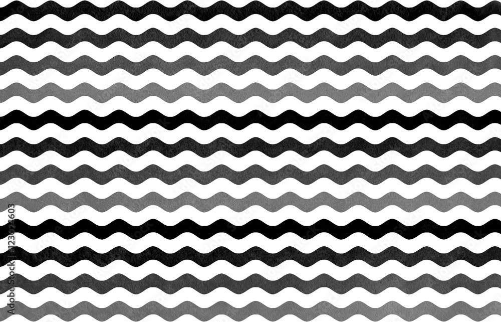 Watercolor black wavy striped pattern. Black gradient pattern.