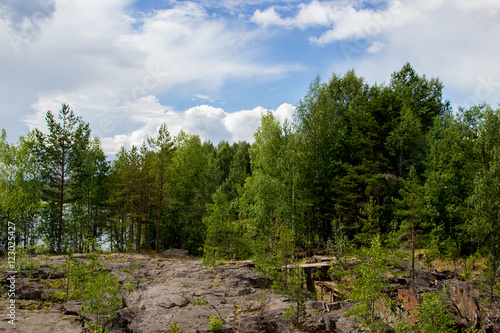 Landscape on ancient Girvas volcano crater in Karelia  Russia