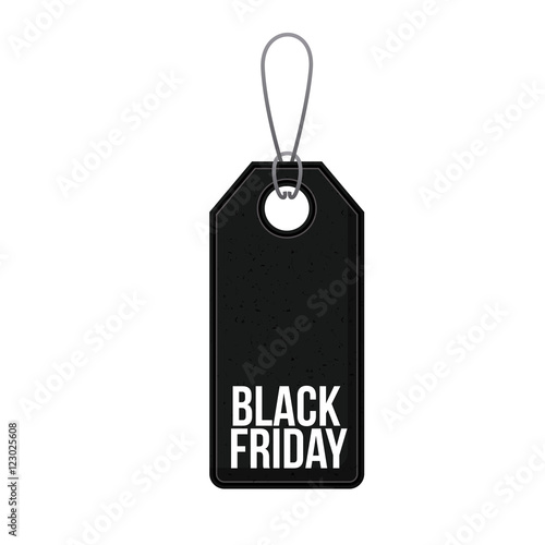 hanging black tag icon. Black friday price offer discount and market design. Isolated design. Vector illustration