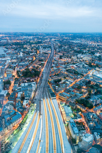 Photography Aerial view of London railway station