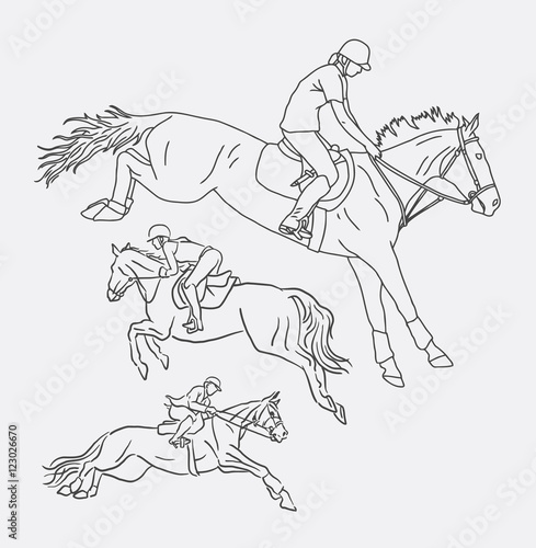 Jockey riding horse sport sketch. Good use for symbol, logo, web icon, illustration, decorative element, sticker, mascot, or any design you want.