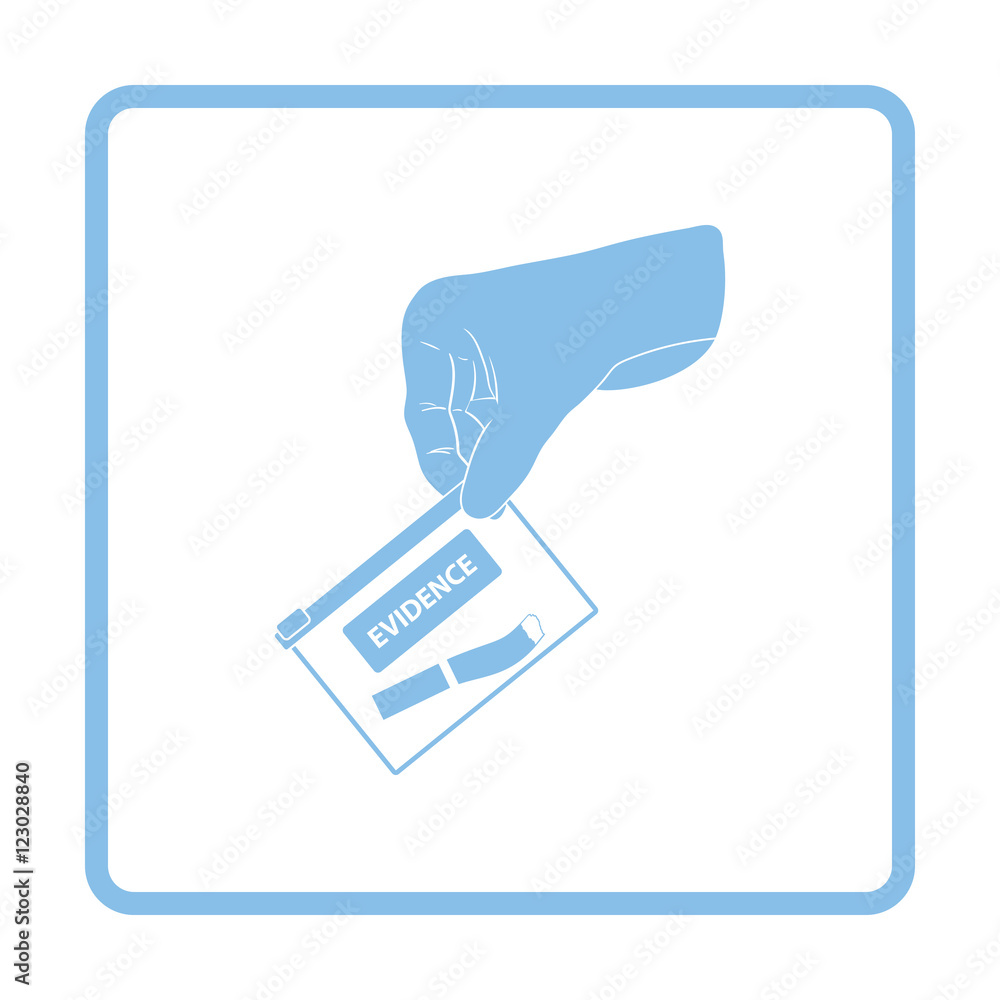 Hand holding evidence pocket icon Hand holding evidence pocket icon
