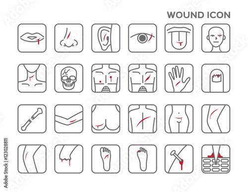 wound icon vector, bleeding on skin