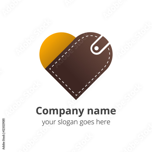 Purse, pouch, wallet, porte-monnaie brown color with yellow health vector logo icon design template. Business and medicine creative icon concept. Finance symbol template.