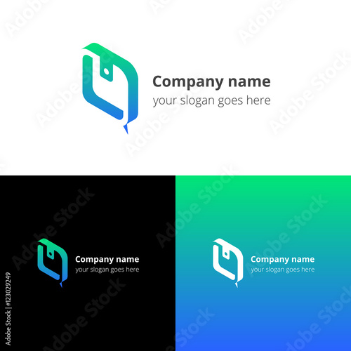 Logo purse-chat. Logotype with wallet and chat vector template design. Color gradient sign, symbol, icon. Concept logo for business, chatting, community, bank company.