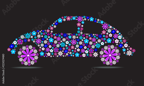 Vector flowers car.