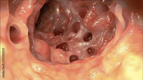 Diverticula in the colon photo
