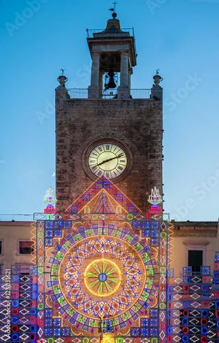 luminarie in a patronal festival evening in Puglia photo