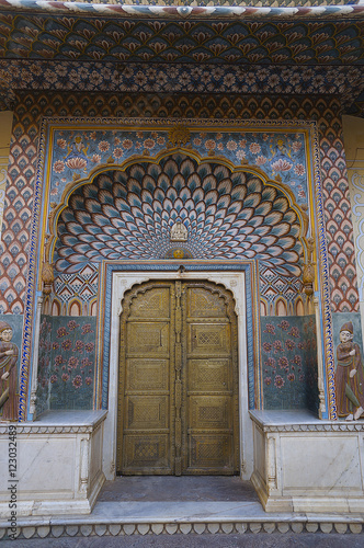 Art work Door in City Palace Jaipur, India