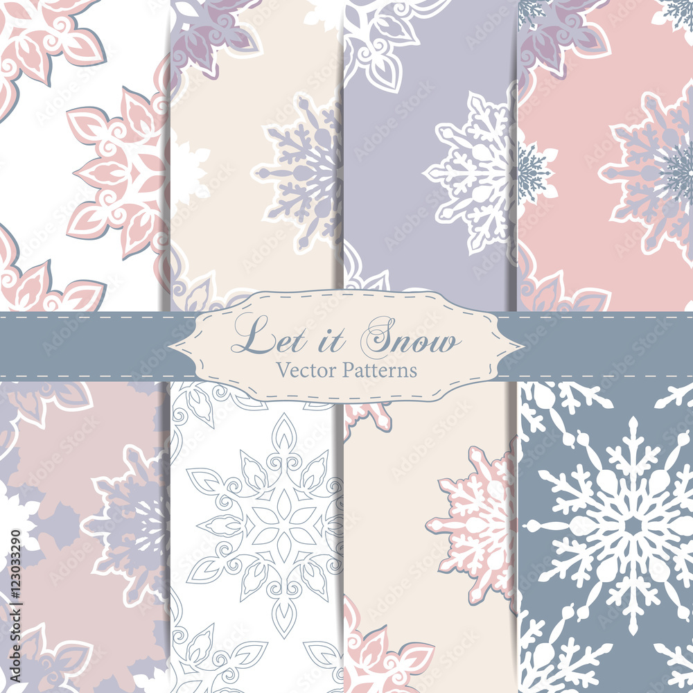 Set of Snowflake Patterns - Snowflake vector patterns.