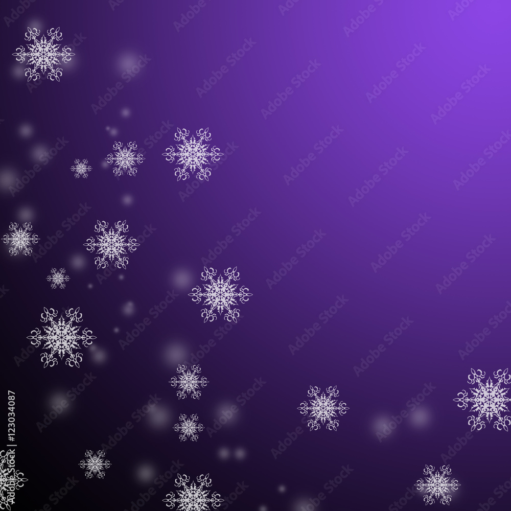 Christmas or new year pattern ,white snowflakes on the purple and black background