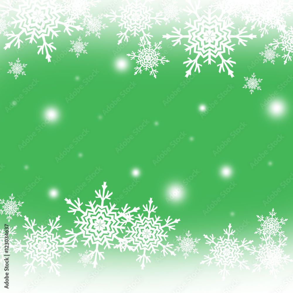 White snowflakes at the green background,christmas pattern with space for text White snowflakes at the green background,christmas pattern with space for text