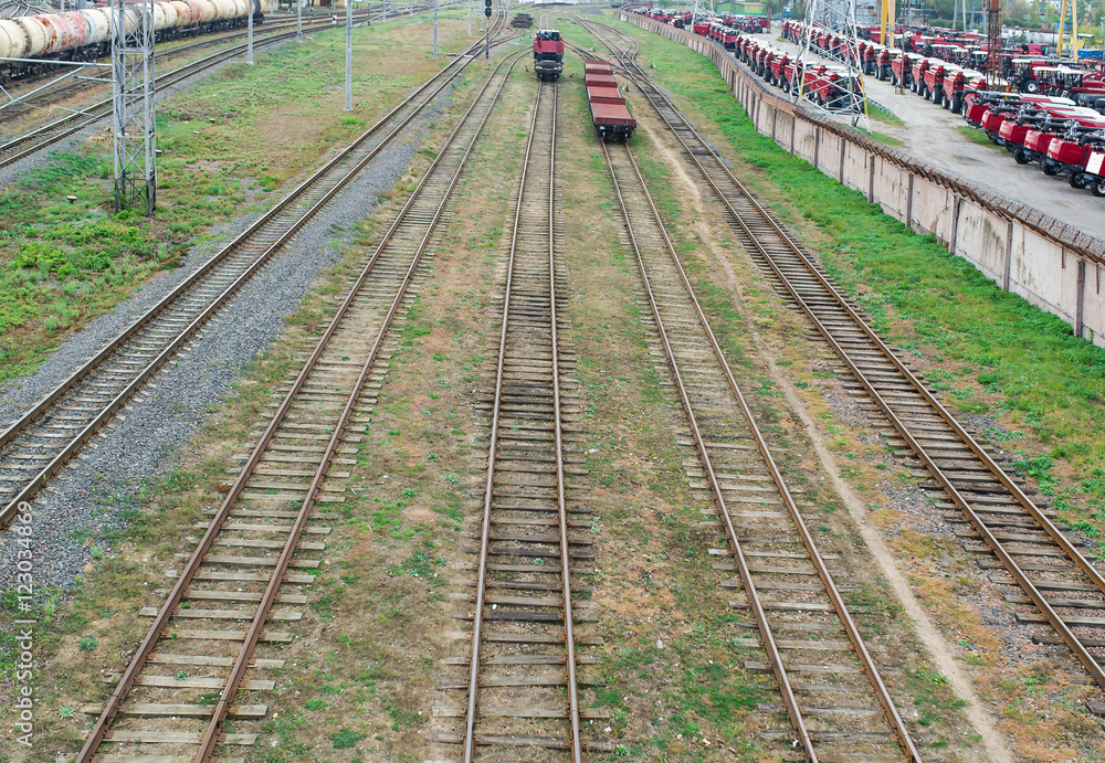 Railway. The nodal junction of railways. Railway. The nodal junction of railways.