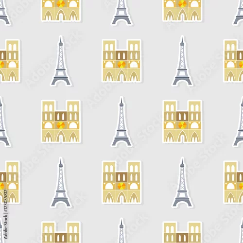 Tapety Bezszwowy wzór z francuskimi ikonami dla twój projekta