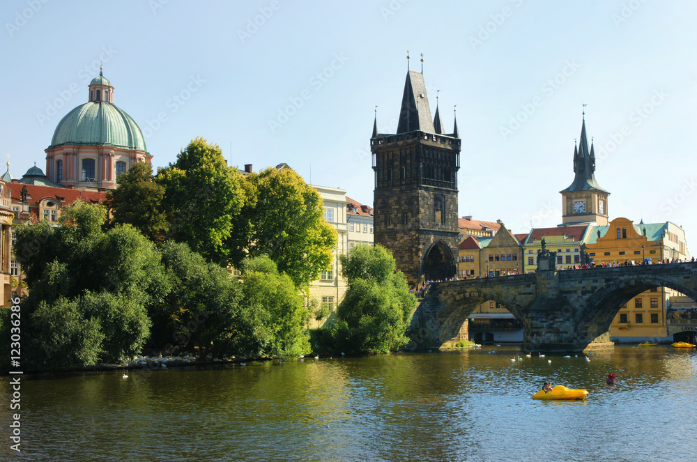 Prague, Prag, Karlsbrücke, Moldau, Altstadt, Altstädter Brückenturm, Textraum, Copy space