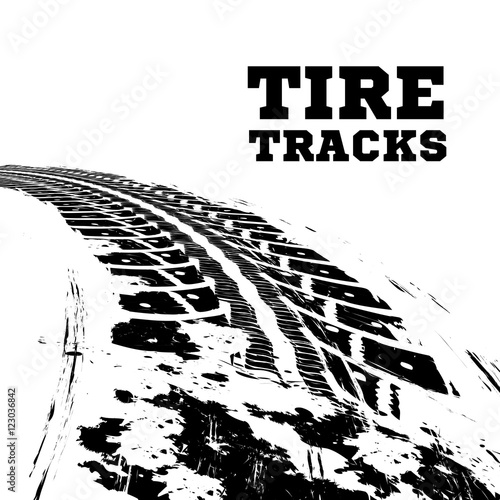 Tire tracks on white