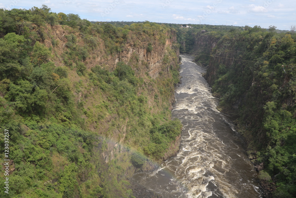 View to Sambesi River after the Victoria Falls, Zambia Africa View to Sambesi River after the Victoria Falls, Zambia Africa