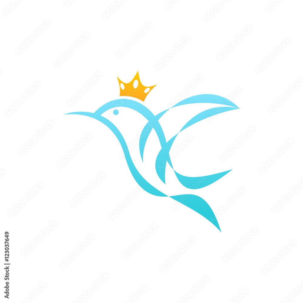 Stylized Hummingbird Crown Logo Icon Stylized Hummingbird Crown Logo Icon