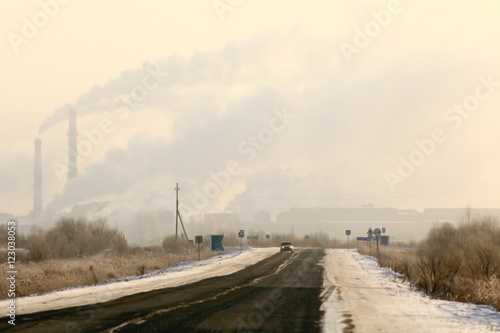 industrial landscape pipe smoke © kichigin19