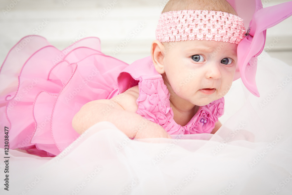 Portrait of a beautiful little baby girl in pink Portrait of a beautiful little baby girl in pink