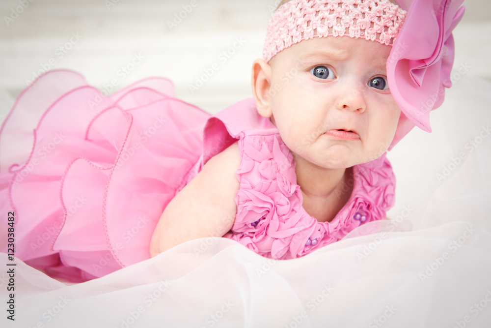 Portrait of a beautiful little baby girl in pink Portrait of a beautiful little baby girl in pink