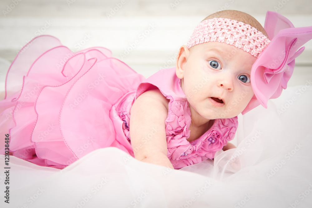 Portrait of a beautiful little baby girl in pink Portrait of a beautiful little baby girl in pink